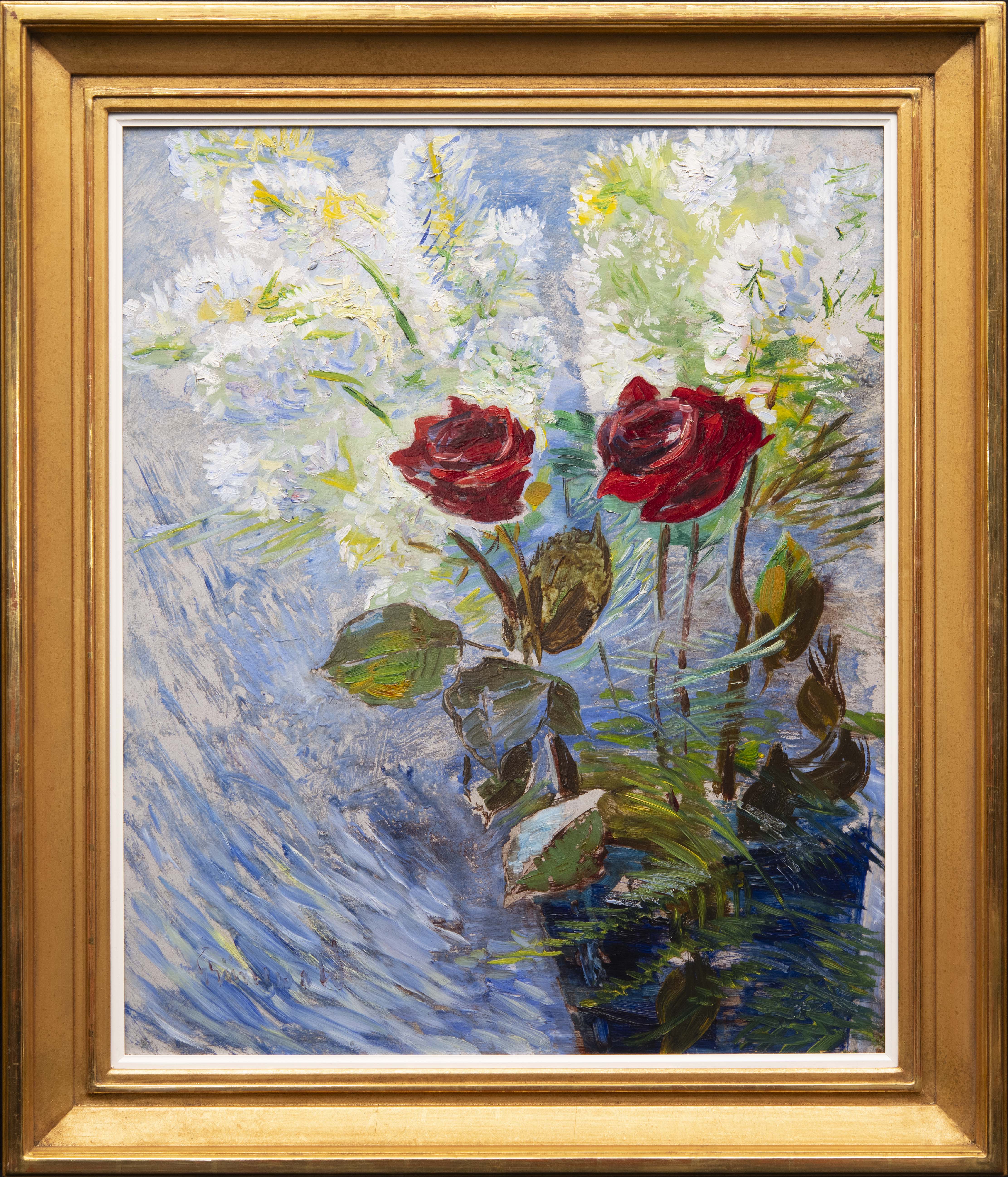 Rosor i blå vas