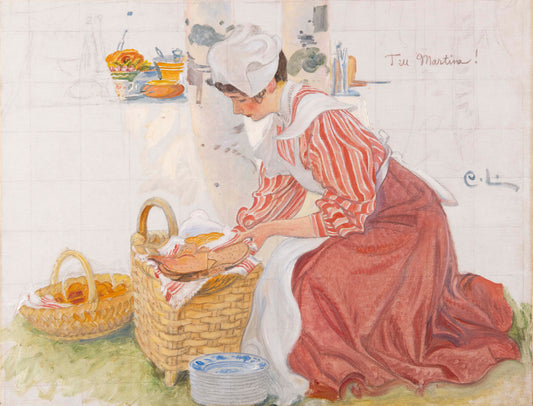 Martina med matkorgen (studie till Frukost i det gröna)