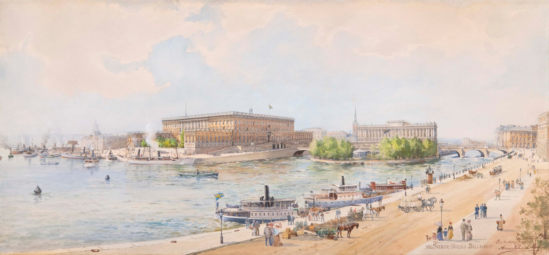Vy över Stockholm med Kungl. Slottet och Riksdagshuset